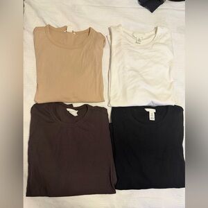 H&M Set of Four Neutral long sleeve T-Shirts XXL